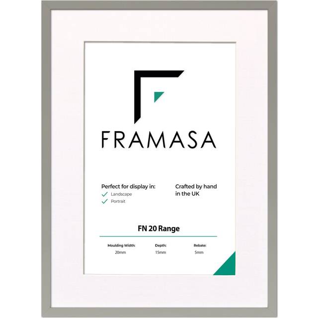 (Grey Frame White Mount, 7x5 Pic (9x7 Frame)) Thin Matt Picture Frames Grey Photo Frames Poster Frames With Black, White or Ivory Mounts