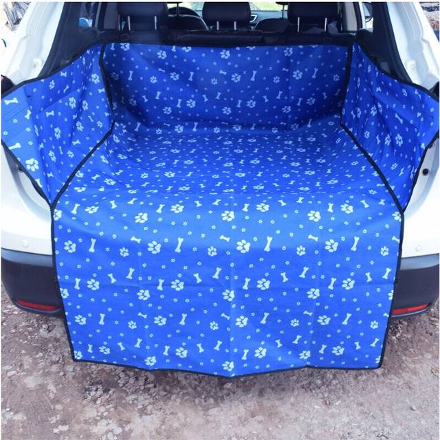 (Blue) Extended Length Pet Dog Carriers Waterproof Rear Back SUV Travel Car Pet Mat Puppy Backseat Cover Protector Transportin