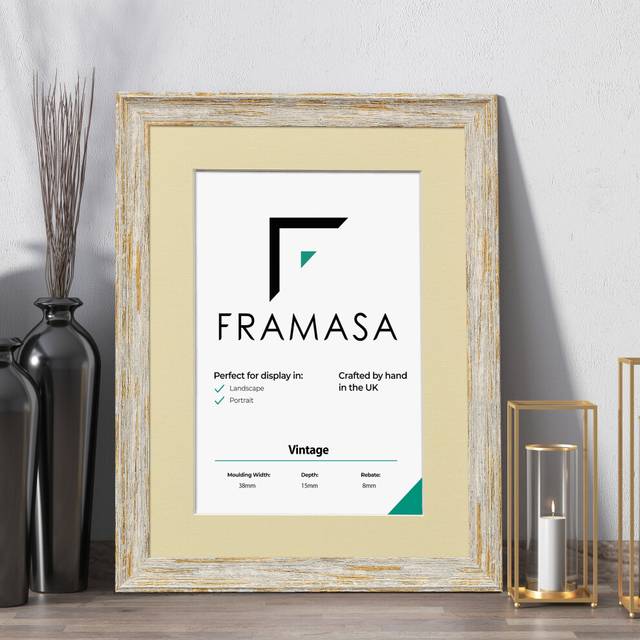 (White Frame Ivory Mount, 11x8.5 Pic (14x11 Frame)) Vintage Distressed White Photo Frames Shabby Wood Effect Picture Frames With Multicolored Mounts