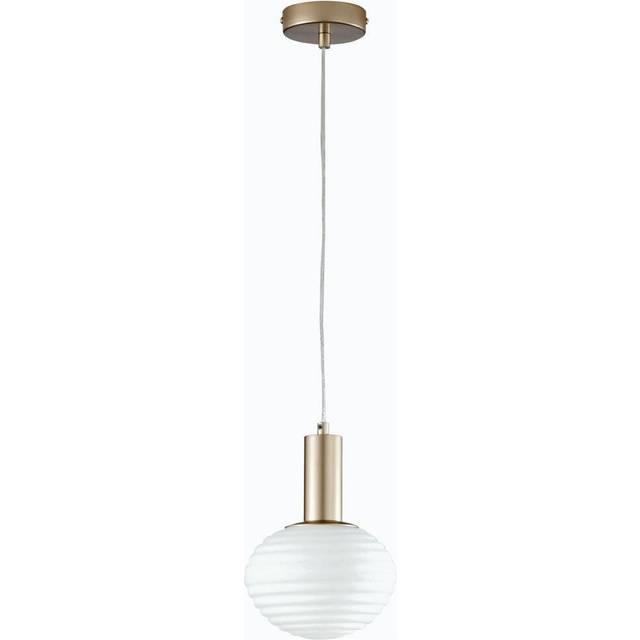 Eco-Light Ripple pendellampa, guldfärgad/opal, Ø 18 cm
