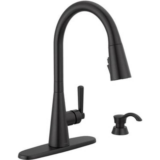 Delta Faucet Boyd Kitchen Faucet with Soap Dispenser  Kitchen Faucets with Pull Down Sprayer Black  Kitchen Sink Faucet with Mag