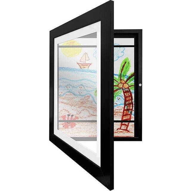 (Black) Art Display Frame Kids Art A4 Frames Photo Picture Frame Crafts Drawing Storage
