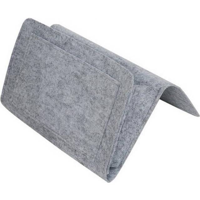 (a-gray 280x220x80mm) Felt Bedside Storage Organizer Bed Sofa Side Pouch Hanging Bag Anti-slip Ipad Bedside Bag Book Remote Control Bed Holder Pockets