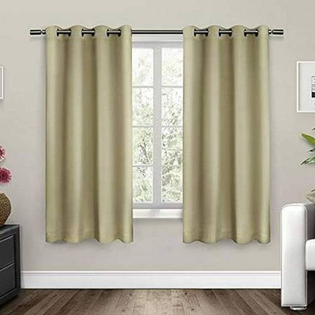 Exclusive Home Sateen Twill Woven Room Darkening Blackout Grommet Top Curtain Panel Pair  52x63  Linen