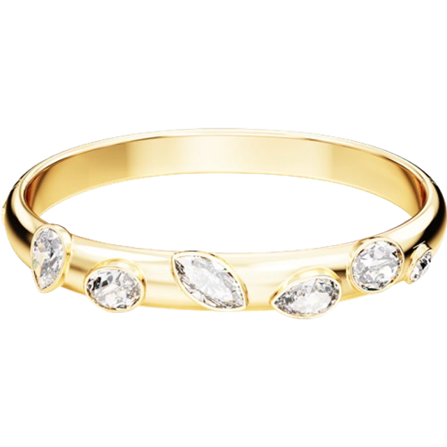 Dextera bangle, Mixed cuts, White, Gold-tone plated - S