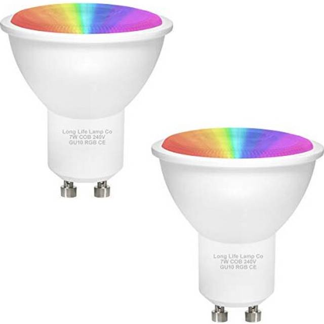 2 x 7w GU10 LED RGB Colour Changing Auto Fade COB High Brightness Mood Light Bulb
