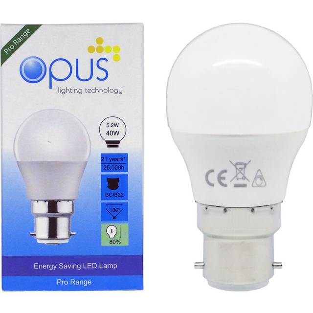 Opus LED Golfball 5.2W B22 Dimmable Daylight Opal (40W Eqv)