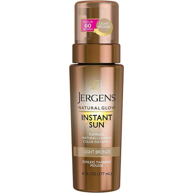 Jergens Natural Glow Instant Sunless Tanning Mousse Light Bronze - Sun-Kissed Radiance, Easy Application, Gradual Tan for a Subtle Glow 177ml