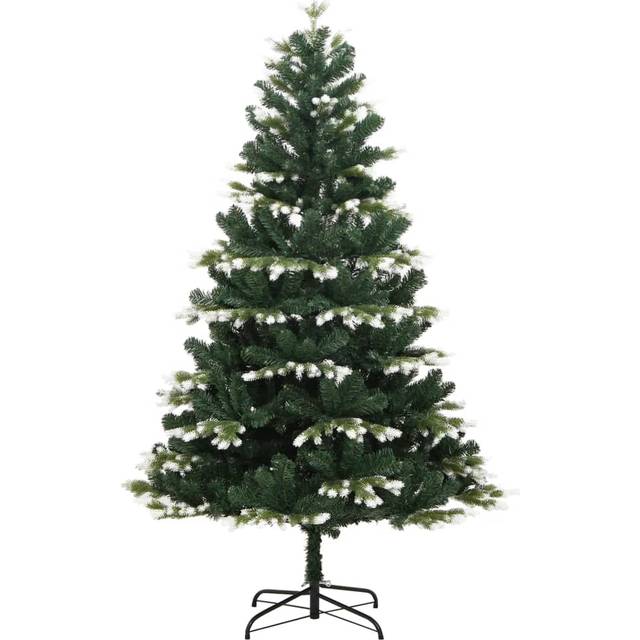vidaXL Artificial Hinged Christmas Tree with Flocked Snow 240 cm - Green