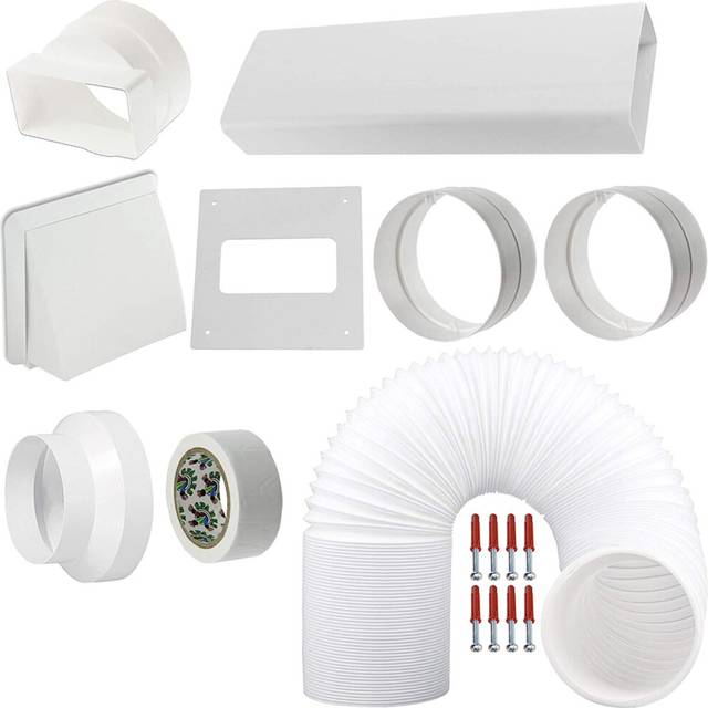 "UNIVERSAL Exterior Wall Venting Kit & Extension Hose for Vented Cooker Hood Air Conditioning Tumble Dryer (5"" x 3m, White)"