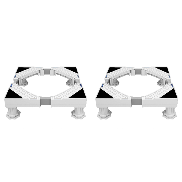 2X Washing Machine Stand, Washing Machine Dryer Fridge Pedestal, Adjustable Length,Load 300Kg Anti Vibration Anti Noise