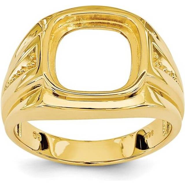 Finest Gold 14K Yellow & Rhodium Mens Onyx Ring Mounting - Size 10