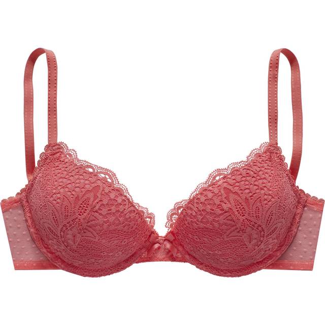 Vivance Floral Lace Underwired Push-Up Bra - Coral