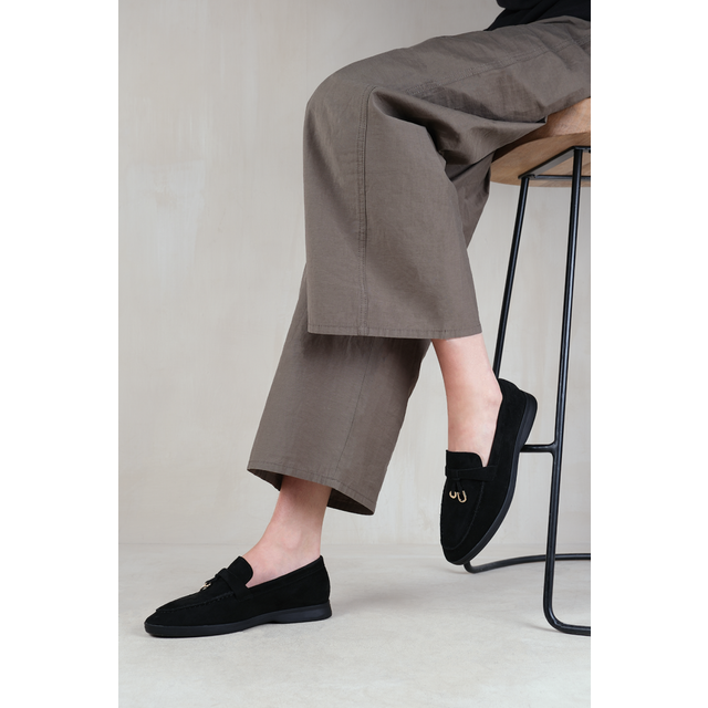 Where's That From Pegasus Black Suede Loafers