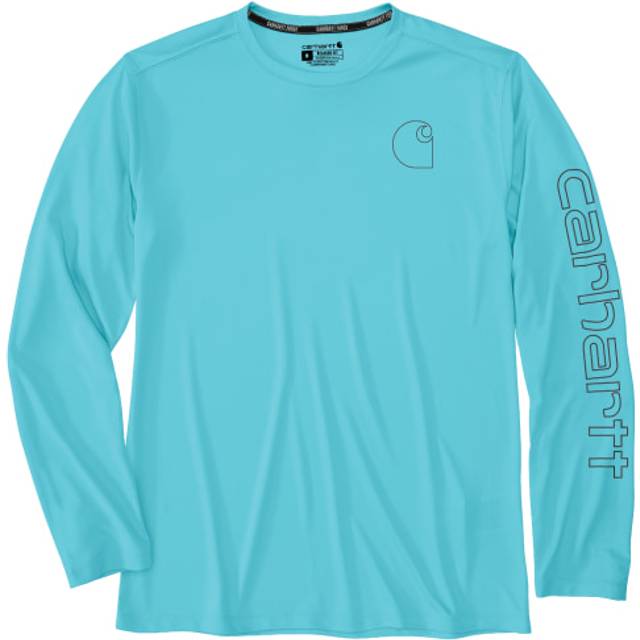 Carhartt Men's Big & Tall Force Sun Defender Lightweight Long-Sleeve Logo Graphic T-Shirt  Gulf Blue
