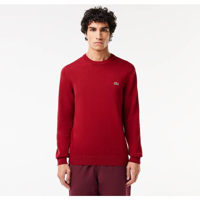 Lacoste Mens Monochrome Cotton Crewneck Sweatshirt in Red - Size X-Small