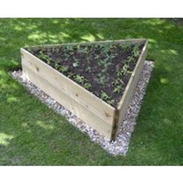 2-Tier Wooden Timber Triangle Raised Grow Bed - L90cm x H30cm - Natural - One Size