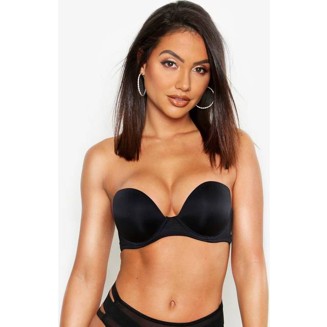 Womens Super Push Up Strapless Bra - Black - 32D
