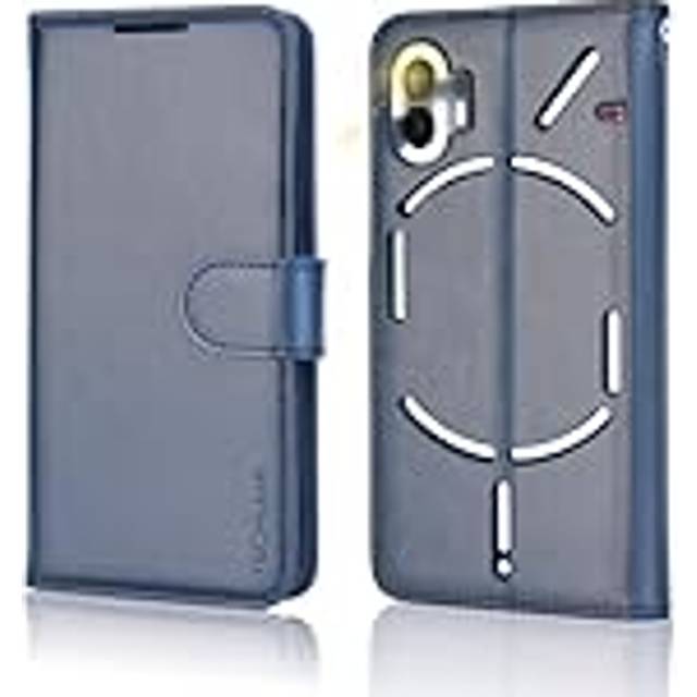 TECHGEAR for Nothing Phone 2 läderplånboksfodral, flip skyddsfodral med plånbok korthållare, stativ och handledsrem – blått PU-läder med magnetisk stängning designad för ingenting telefon 2