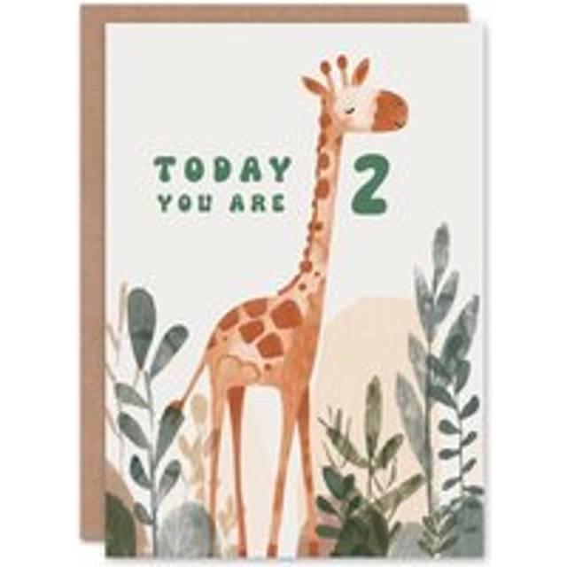 2nd Birthday Card Cute Fun Giraffe Today You Are Age 2 Year Old Child