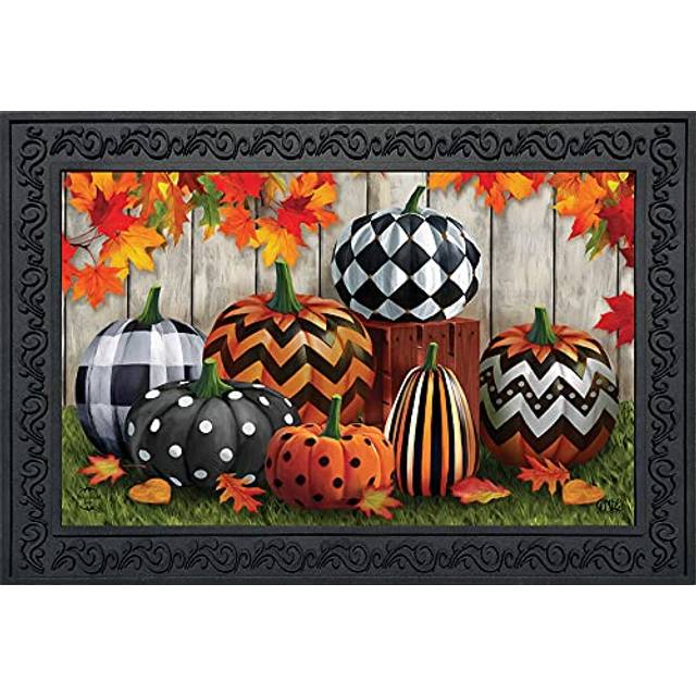 Briarwood Lane Patterned Pumpkins Autumn Doormat Leaves Indoor Outdoor 30 x 18