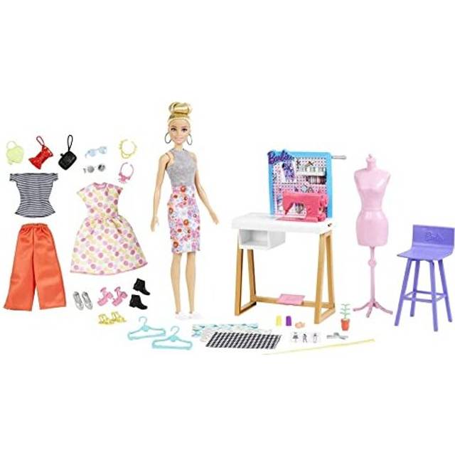 Barbie Fashion Designer Doll (12-in/30.40-cm), & Studio, 25+ Design & Fashion Accessories, Design Desk, Chair, Ages 3 Years Old & Up - HDY90