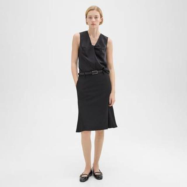 Black Flare Wool Blend Skirt (12)