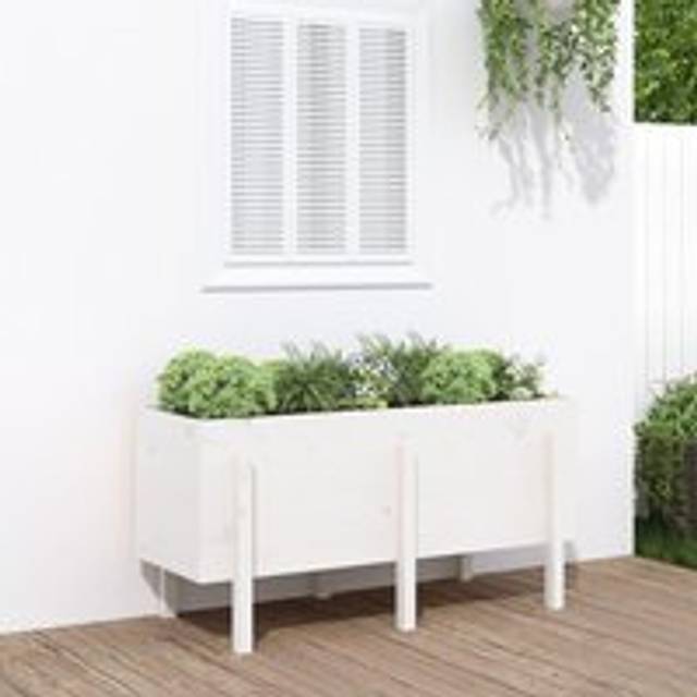 Garden Raised Bed White 121x50x57 cm Solid Wood Pine - One Size