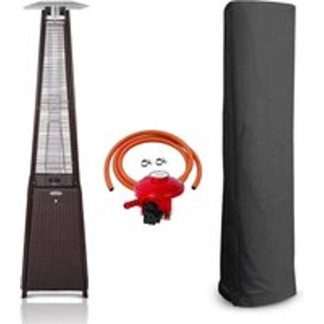Outdoor Patio Gas Heater Rattan Pyramid Style 13kw Propane Burner - Brown