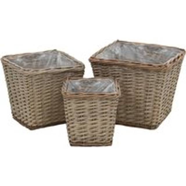 Raised Bed 3 pcs Wicker with PE Lining - Brown - One Size