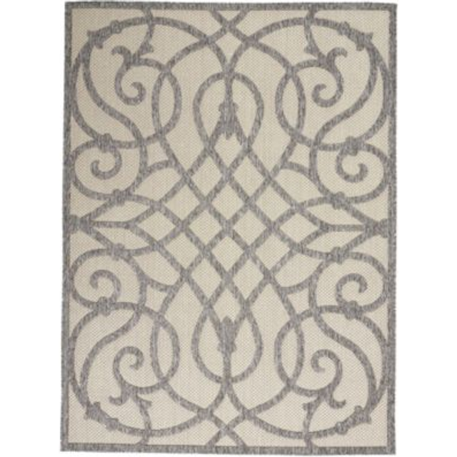 Cozumel Indoor Outdoor Rug Cream Grey - 300cm x 239cm - Black (*)