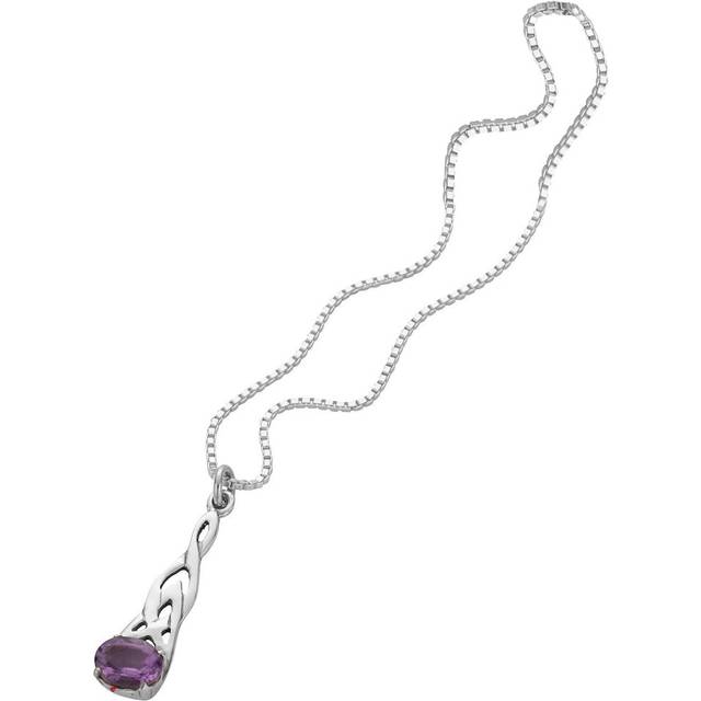 Pendant Sterling Silver in Celtic Drop Style with Amethyst Stone
