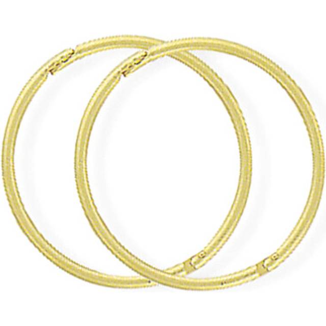 Jewelco London Ladies 9ct Yellow Gold 1mm Gauge Thin Hinged Sleeper Hoop Earrings - 16mm - SENR02955