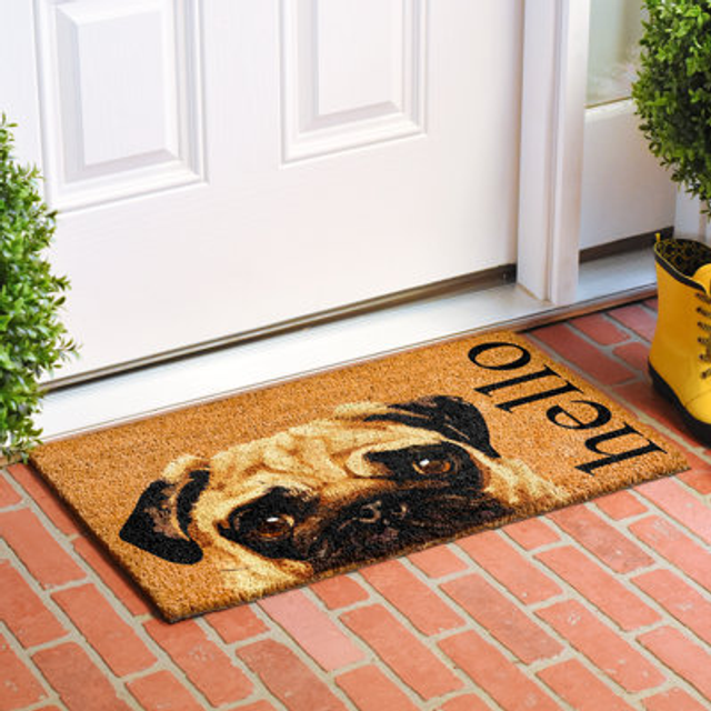 "Calloway Mills 109661729 Fawn Pug Doormat 17"""" x 29"""""