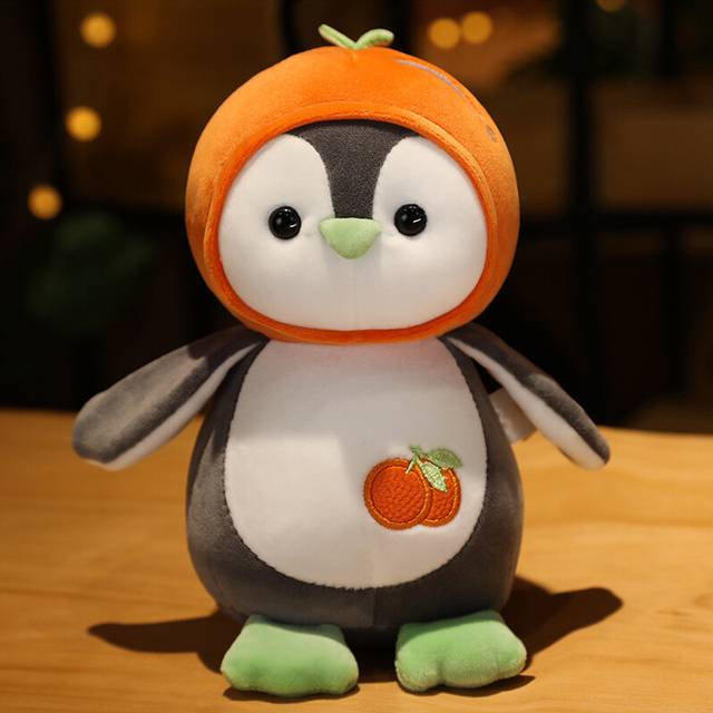 (Orange, 40cm/15.75in) Cartoon Fruit Penguin Plush Toy Sleep Comfort Plush Penguin Stuffed Animal Gift