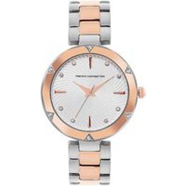 French Connection Ladies Rose Gold & Silver Two Tone Bracelet Watch with White Dial
