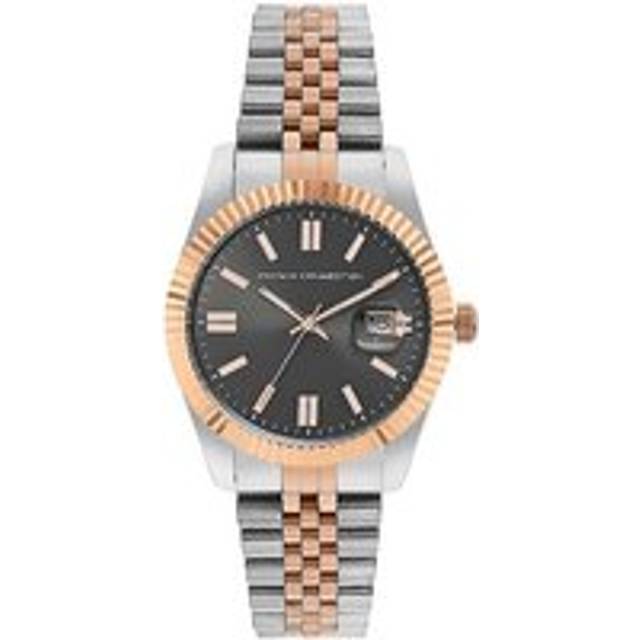 French Connection Men's Silver & Rose Gold Bracelet Watch with Grey Dial