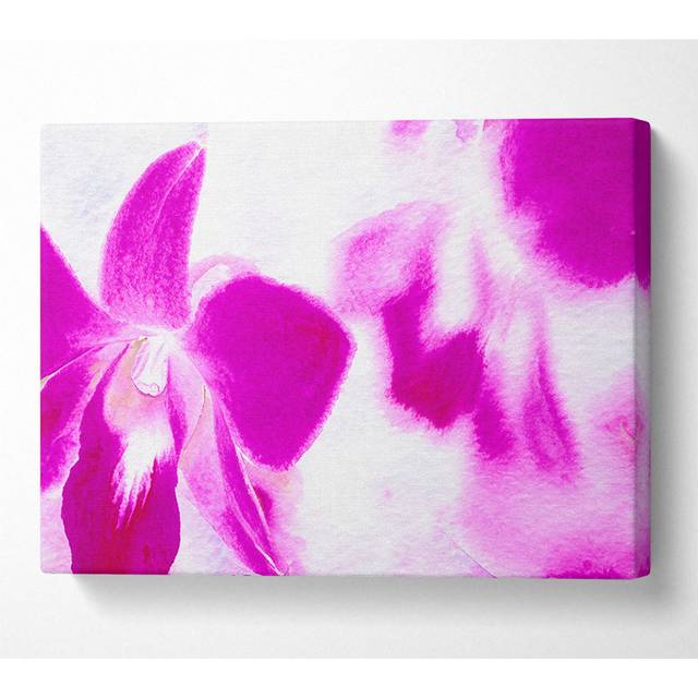 Purple Flowers On White Background - Wrapped Canvas Art Prints - Multicolour (35.6cm H x 50.8cm W x 10cm D)