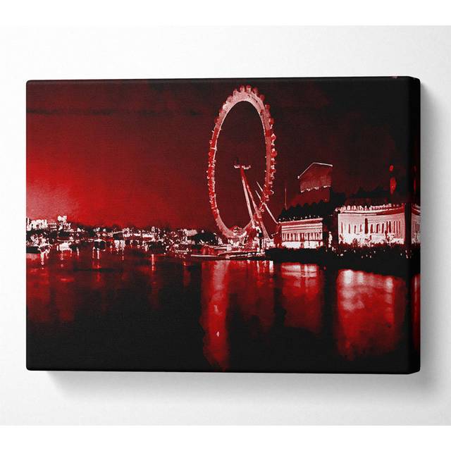 London Eye Red - Wrapped Canvas Art Prints - Multicolour (35.6cm H x 50.8cm W x 10cm D)