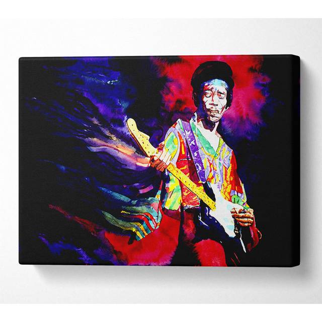 Jimi Hendrix Lightning Fast - Wrapped Canvas Art Prints - Multicolour (50.8cm H x 81.3cm W x 10cm D)