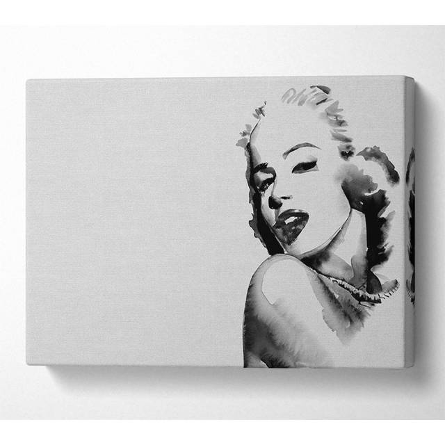 Marilyn Monroe Retro Grey - Wrapped Canvas Art Prints - Multicolour (50.8cm H x 81.3cm W x 10cm D)