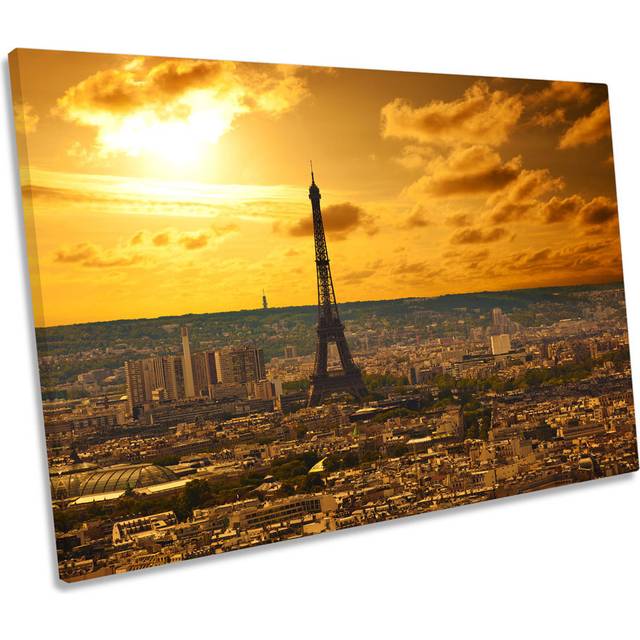 Paris Landmark Eiffel Tower Sunset - Wrapped Canvas Photograph (50.8cm H x 76.2cm W x 2cm D)