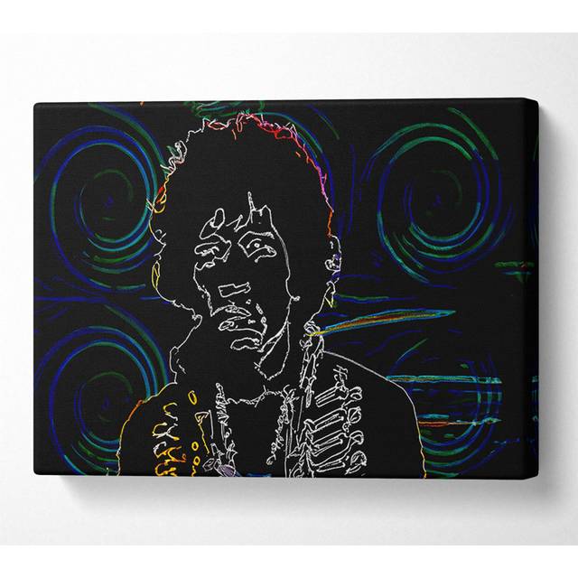 Jimi Hendrix Psychedelic - Print - Multicolour (50.8cm H x 81.3cm W x 10cm D)