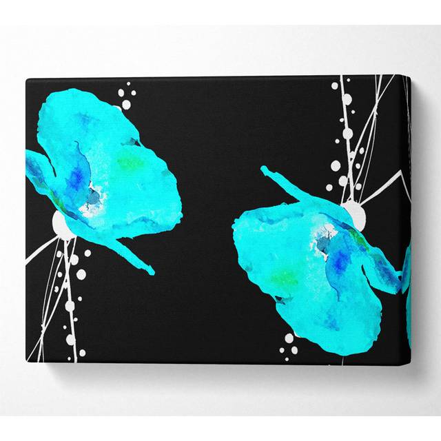 Blue Poppy Abstract - Wrapped Canvas Art Prints - Multicolour (35.6cm H x 50.8cm W x 10cm D)