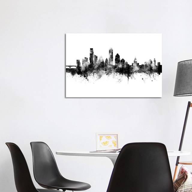 Austin Texas Skyline Black And White - Print - Wrapped Canvas (101.6 cm H x 66.04 cm W x 3.175 cm D)