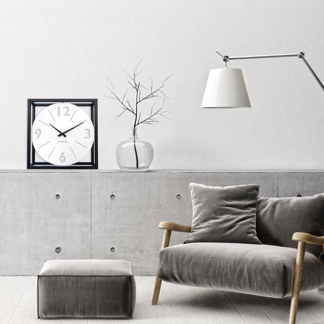 Designer Metal Wall Clock - White (40cm W X 40cm H X 9.5cm D)