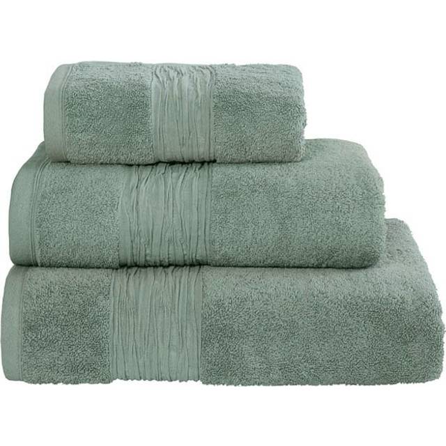 'Turkish Cotton With Linen Blend Insert Border' 600gsm Towel - Green - Bath Sheet