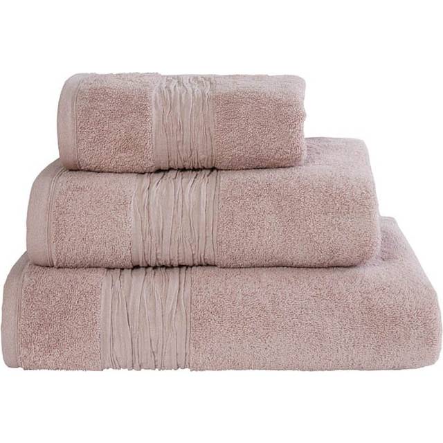 'Turkish Cotton With Linen Blend Insert Border' 600gsm Towel - Pink - Bath Sheet