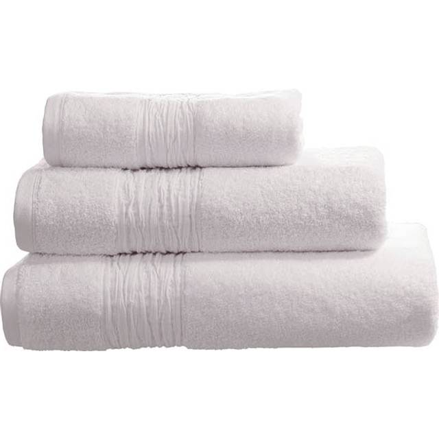 'Turkish Cotton With Linen Blend Insert Border' 600gsm Towel - White - Bath Sheet