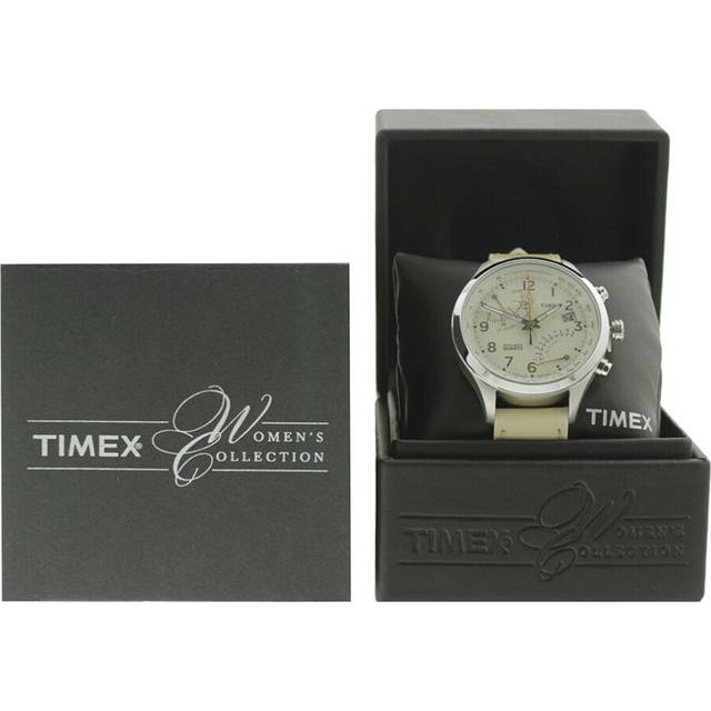 Timex Women's IA Fly Back Watch T2P382 Cream Leather Strap and Dial